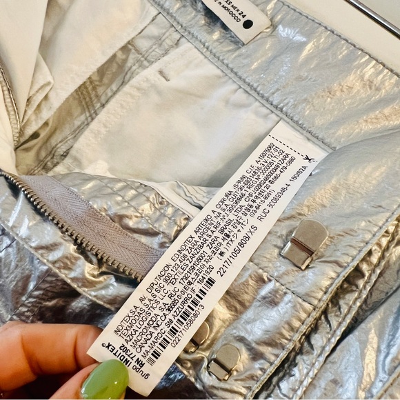 Zara | Metallic Silver Parachute Cargo Pants - Picture 13 of 13